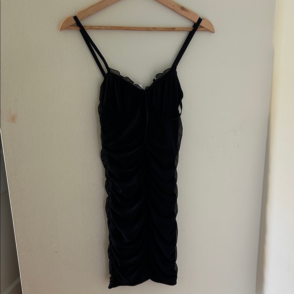 H&M Black Ruched Mini Dress